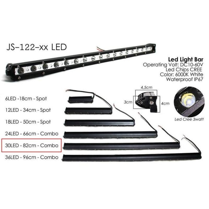 Lampu Sorot Ledbar Slim Mobil Motor 30Led 90W 82Cm Tipis