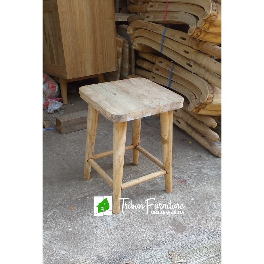 Kursi Stool Kotak Minimalis Kayu Jati Murah