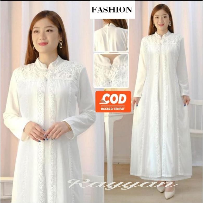 promoo baju gamis putih wanita baju gamis abaya putih tulang dress baju lebaran umroh haji