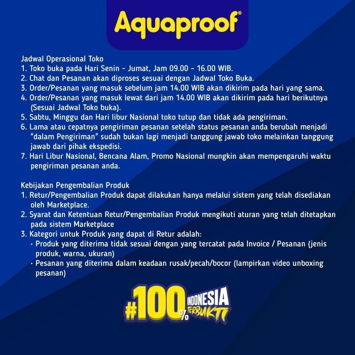 Cat Tembok Aquaproof 4 Kg Eksterior Anti Bocor Terproofing Putih Hitam Hijau Abu Muda Pink Orange