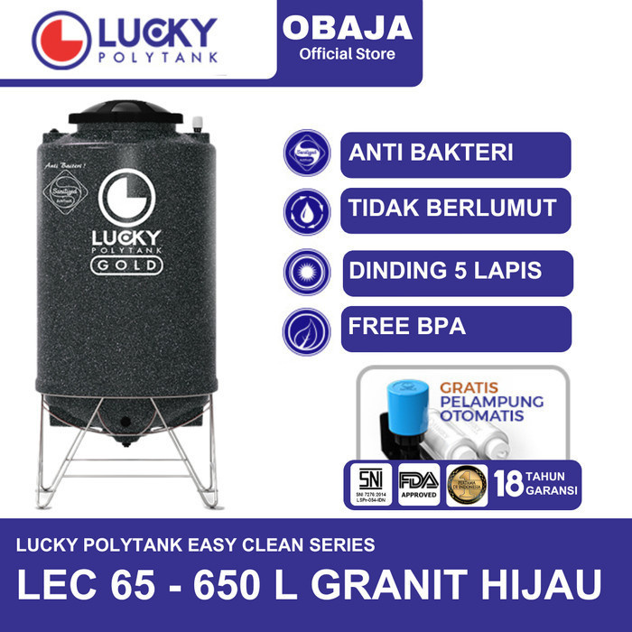 Lucky Polytank Toren / Tandon Air E Clean 65 Lucky Polytank Granit Hijau