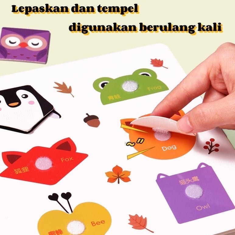 Rf-45 Buku Edukasi Anak Sticker Velcro Anak 30 Pages Buku Anak 1-3Tahun /Buku Bayi Mainan Edukasi Bu