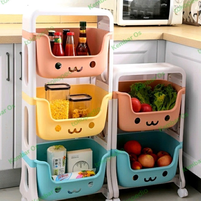 RAK DAPUR SERBAGUNA SUSUN PLASTIK TEMPAT BUMBU DAPUR SET PLASTIK