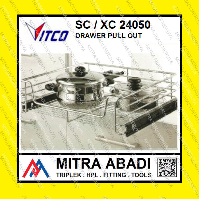 VITCO XC SC SM 24050 RAK BUMBU TARIK LACI DAPUR STAINLESS DRAWER GELAS