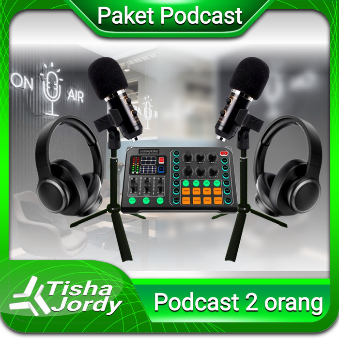 

paket podcast 2 orang 2 mic proffesional soundd live, recording