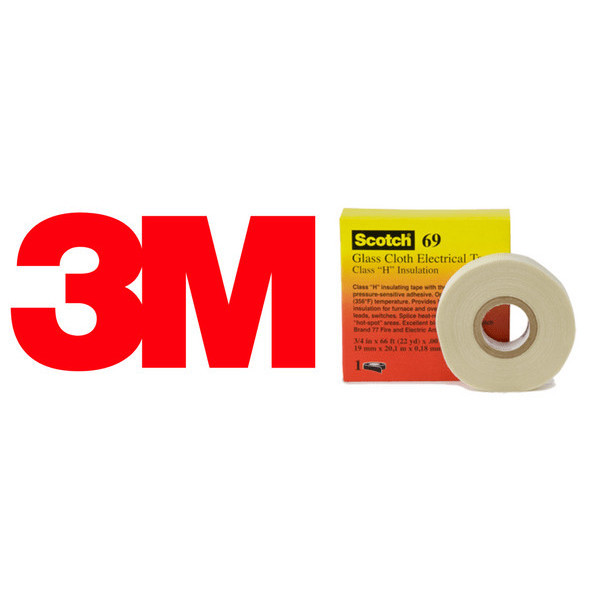 

+%+%+%] 3M Scotch Glass Cloth Electrical Tape 69-3/4"x66', White, Silicone
