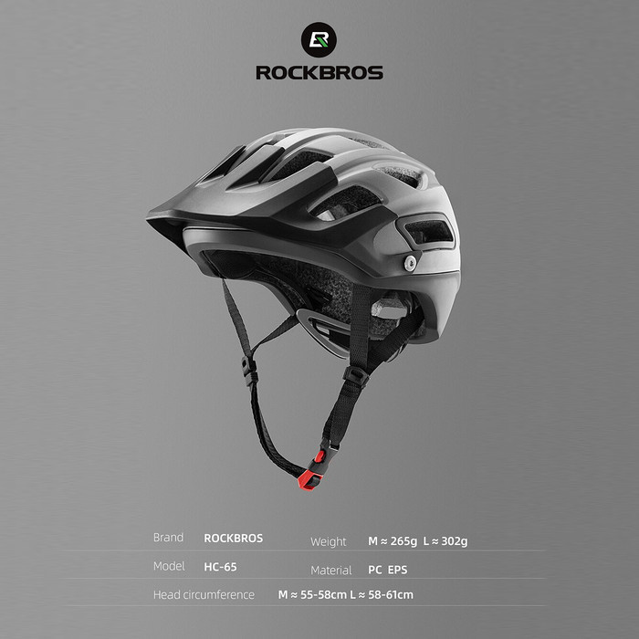 ROCKBROS HC-65 Bike Ultralight Helmet - Helm Sepeda - GRAY WHITE