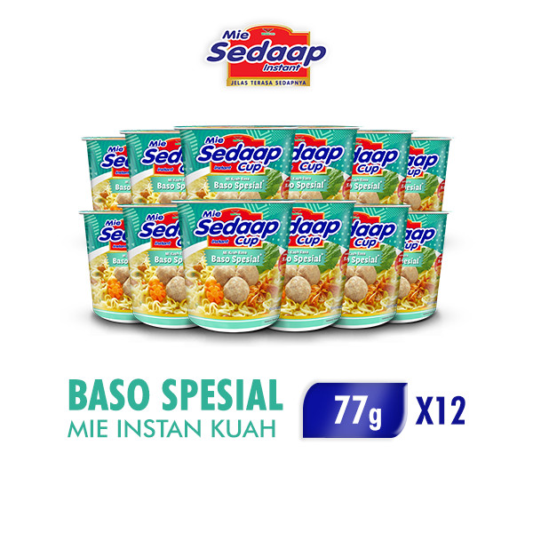 

Sedaap Mie Instan Cup Bakso Spesial 77 gr x12