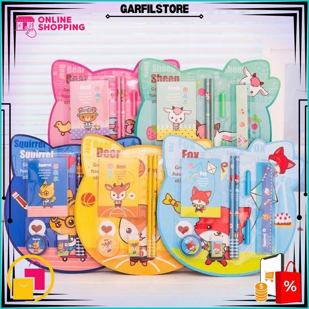 

J804 Set Alat Tulis Anak Set Lengkap Alat Tulis Lucu Souvenir Ulang Tahun Cod