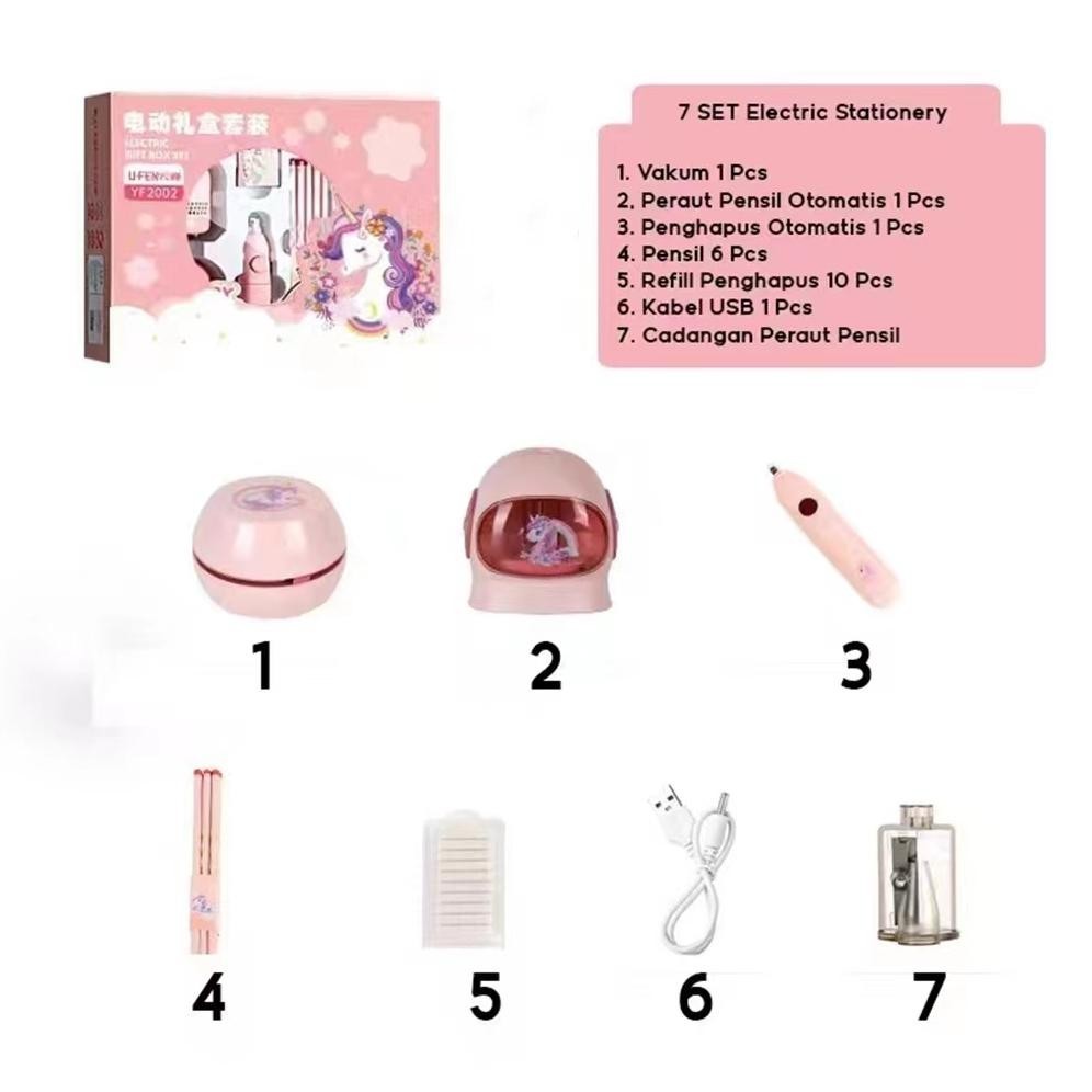 

Electric Stationery Set / Set Alat Tulis Elektrik Rautan Penghapus Vacuum Pensil 11 In 1 (Lagi Diskon)