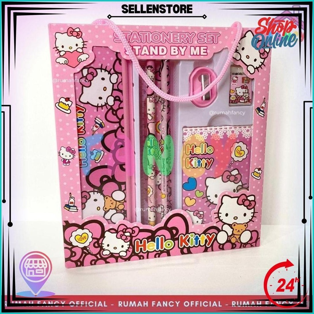 

[Free Bubble + Dus] Paket Alat Tulis/ Study Set Fancy Kode 8821 Cars / Hellokitty / Doraemon / Sophia Best Seller