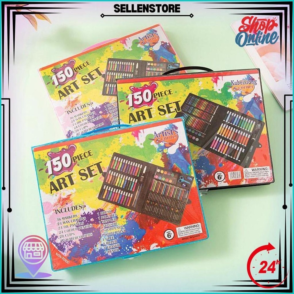 

150 Pcs Crayon Alat Lukis Anak Pensil Warna Cat Air Perlengkapan Menggambar Melukis Mewarnai Set Art Full Set Pc Krayon 150Pcs 150Pc Gratis Ongkir