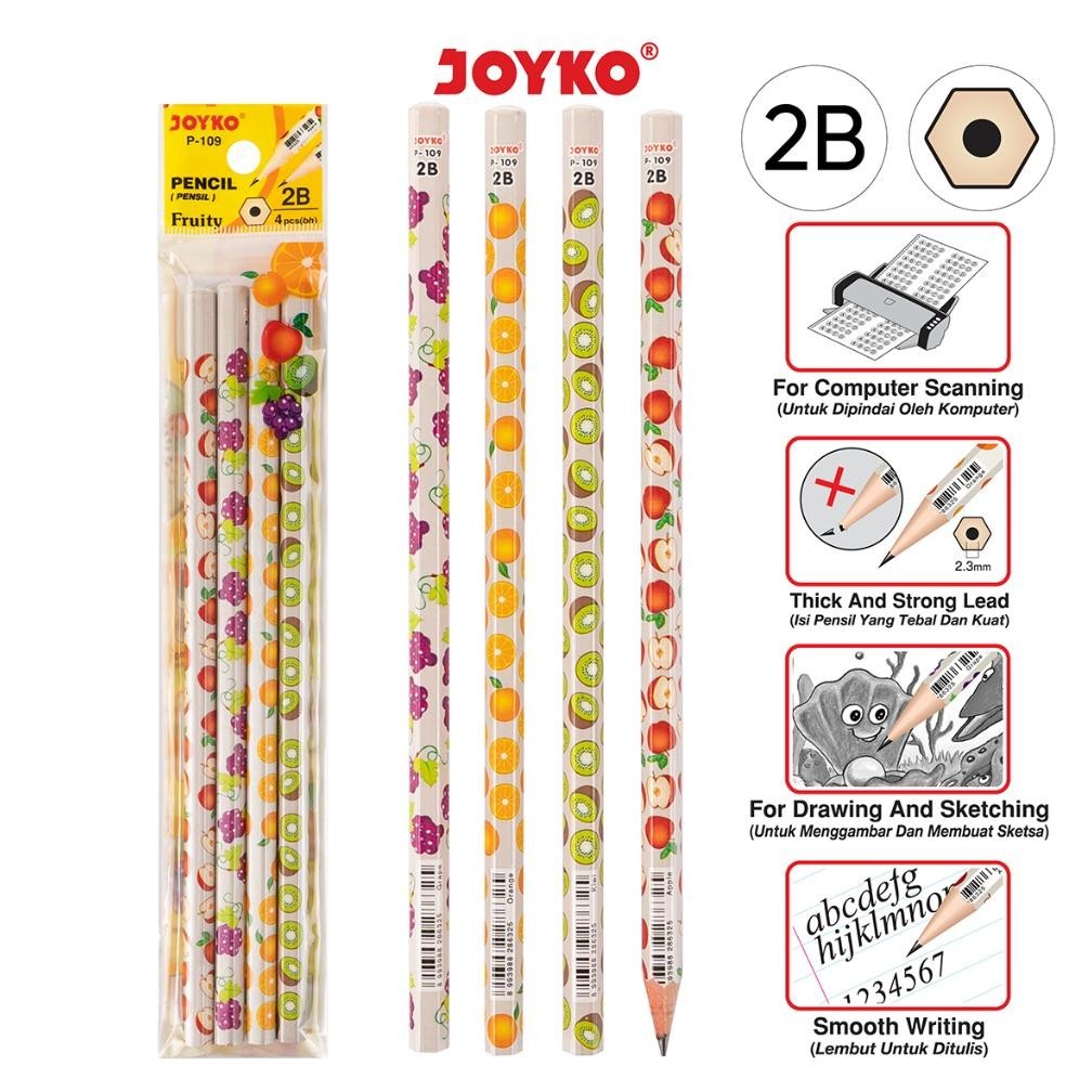 

Pencil Pensil Joyko P-109 2B Fruity 1 Set 4 Pcs Gratis Ongkir