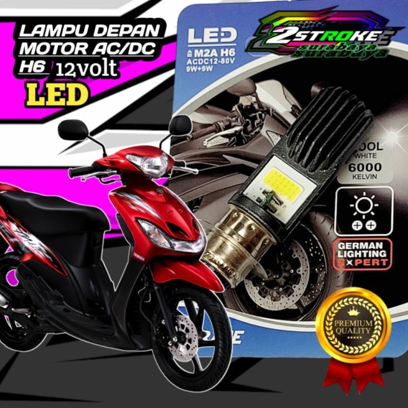 Lampu Depan Motor YAMAHA MIO SMILE LED Putih Terang H6/ T19 Ac/Dc 12Volt Pengganti Dop/Bohlam