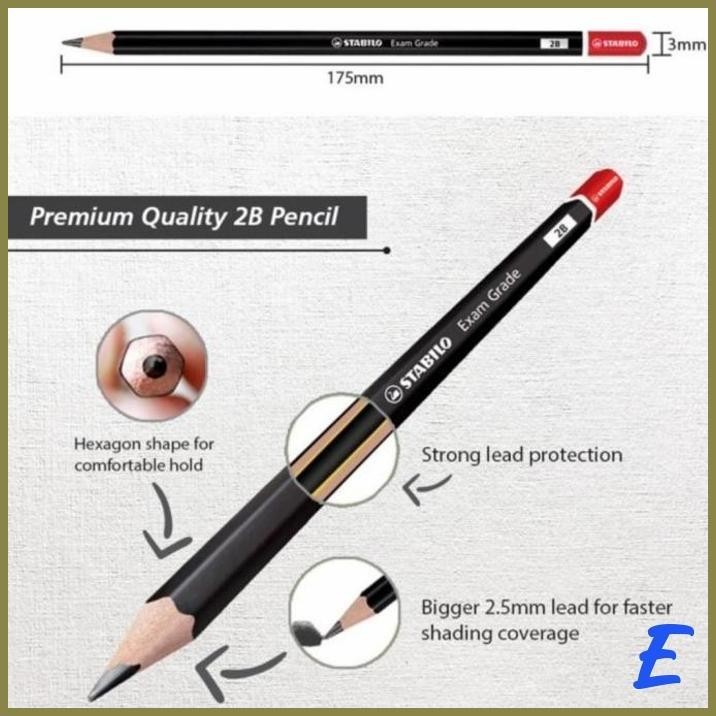 

| BLG | STABILO EXAM GRADE PENCIL SATUAN PENSIL 2B KAYU HITAM UNBK