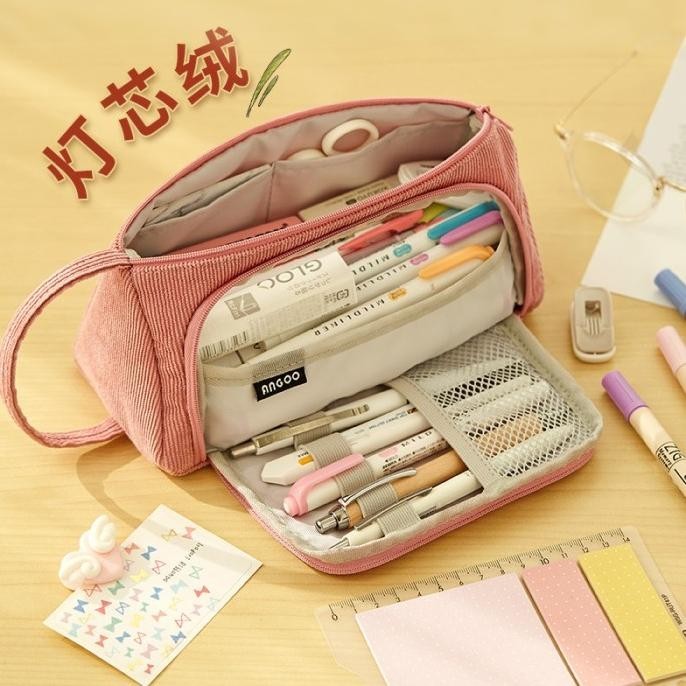 

ANGOO Original Pencil Case Corduroi Tempat Pensil Angoo Korean Japan P83G
