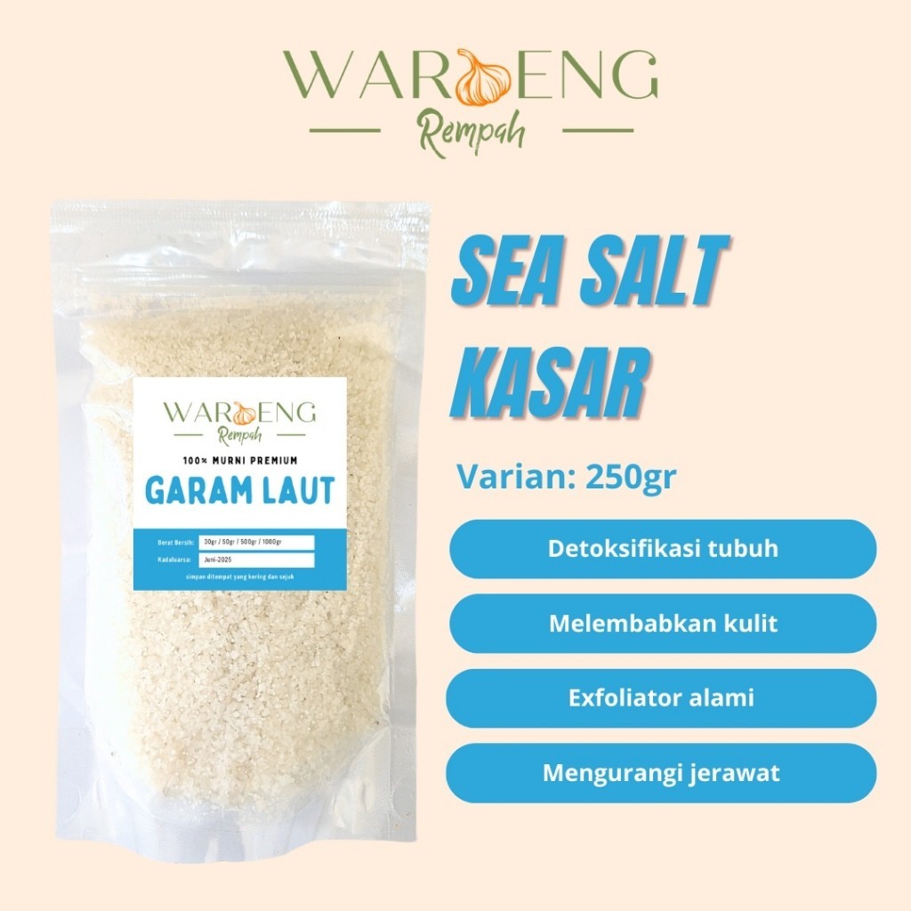 

Garam Laut Kasar 250gr / Coarse Seasalt / Waroeng Rempah Murah