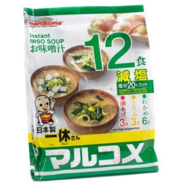 

[12 Pcs] Marukome Instant Miso Soup LESS SALT - Ikkyu San Instan Sup MM