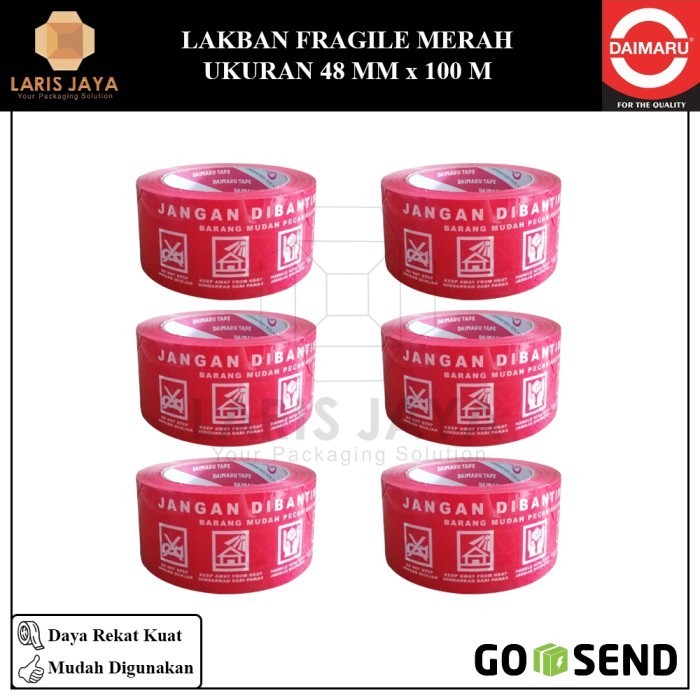 

1 Slop Lakban Fragile Merah Daimaru Jangan Dibanting 2Inch X 100M