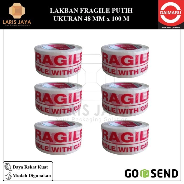 

1 Slop Lakban Fragile Daimaru Putih Pecah Belah 48Mm X 100M