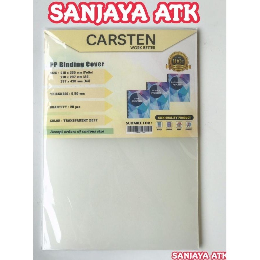 

Cover mika jilid Doff atau PP pasir 0.50mm A4 isi 20 lembar