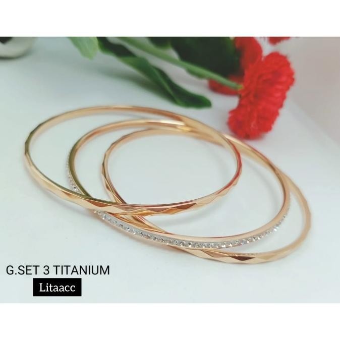 GELANG KRONCONG TITANIUM ASLI ISI 3 PL84