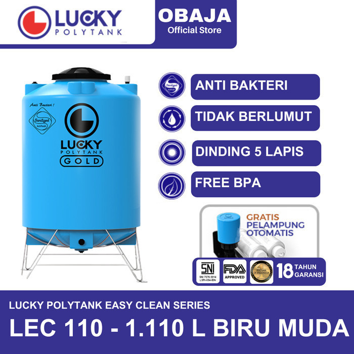 Lucky Polytank Toren / Tandon Air E Clean 110 Lucky Polytank Biru Muda