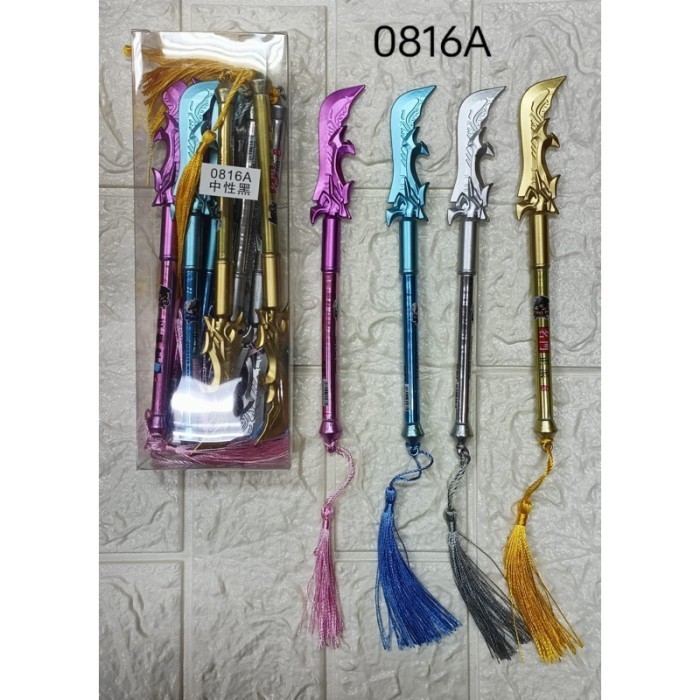 

Ready PEN GEL BENTUK TOMBAK NAGA RUMBAI ISI 12PCS BOLPEN GEL PEDANG MURAH