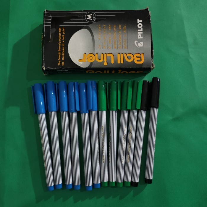 

Ready Ball liner pilot 12 pcs 1 box hitam merah hijau biru medium termurah