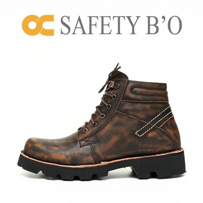[Ready Stock] Oc Safety B'O Sepatu Safety Pria Kulit Asli Odon Cibaduyut