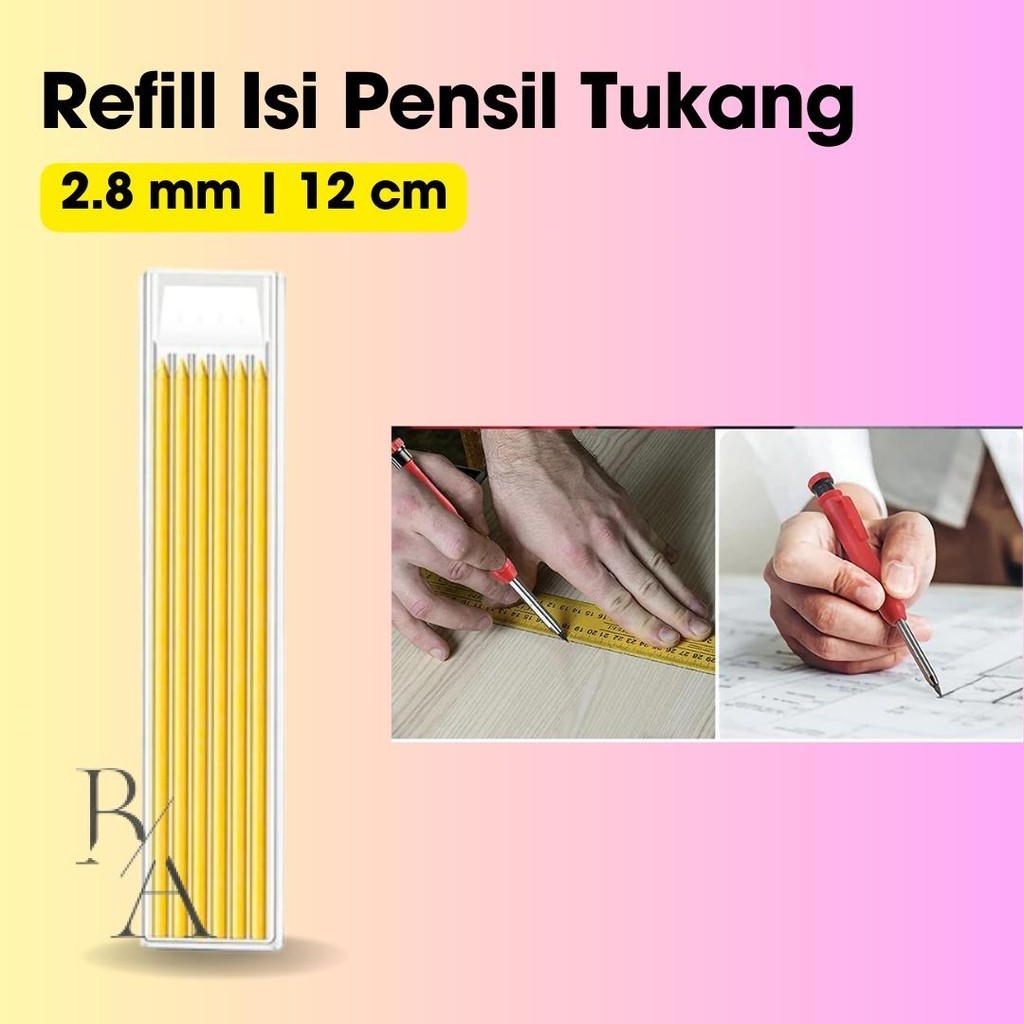 

BA27 MROOFUL Refill Isi Pensil Tukang Mekanik Carpenter Pen 2.8mm 6 PCS - MR06