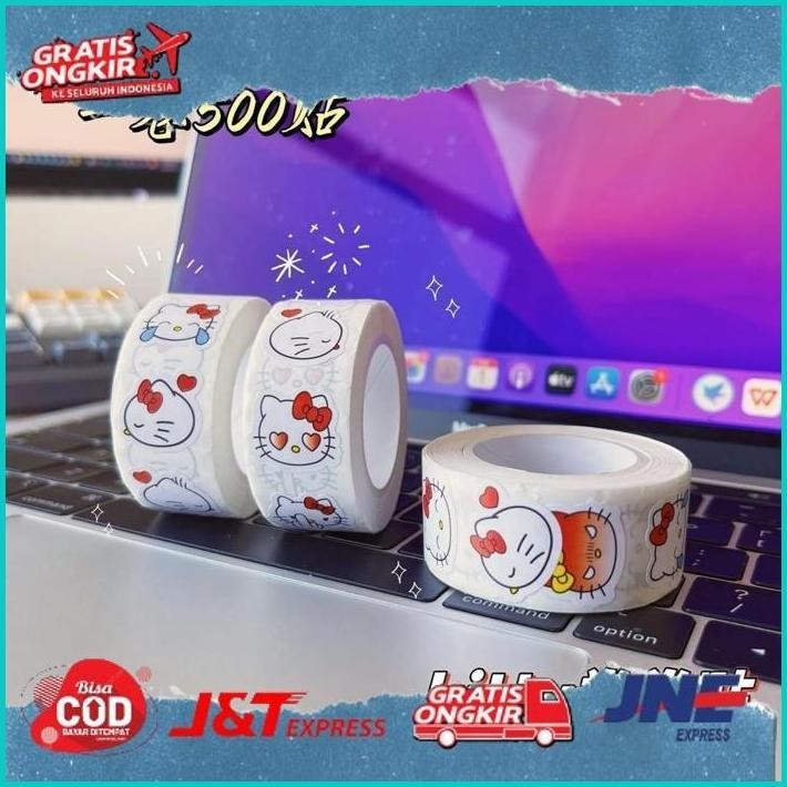 

[Ready] Toko1234. Stiker Roll Label Lucu Isi 500 Lembar Motif Cartoon Untuk Tempel DiBoxPackaging.