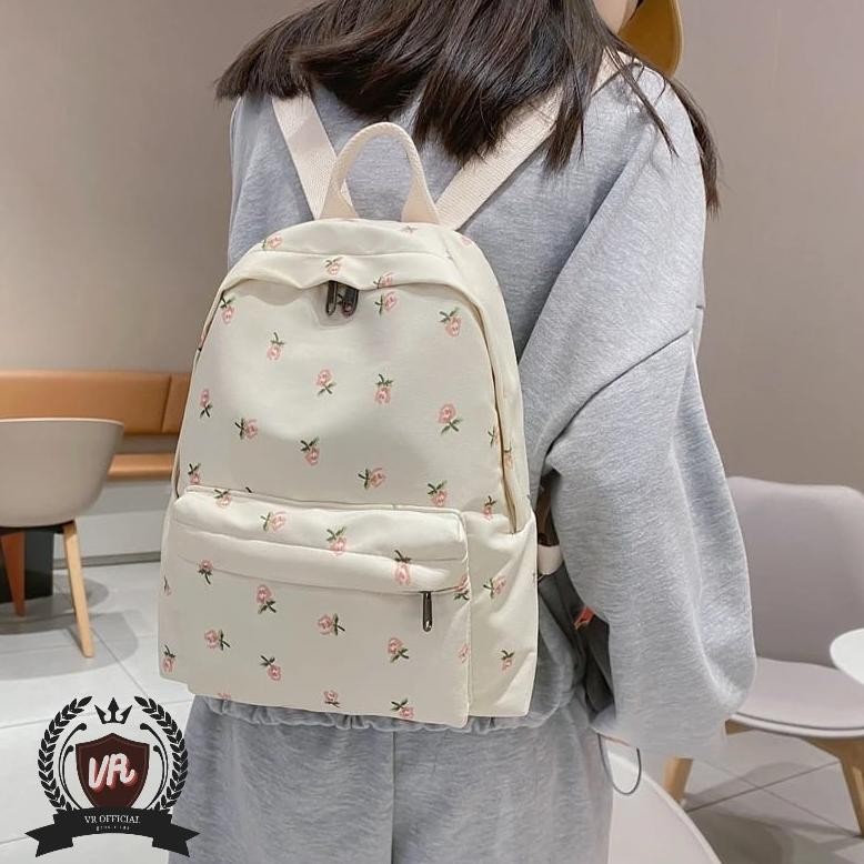hjg-7 Alika Bag - Tas Ransel Mini Wanita Gambar Bunga Kasual Tas Buku Anak Perempuan Tas Sekolah Sis
