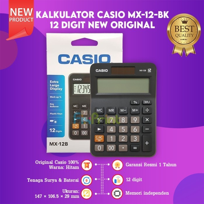 

Ready New Original Kalkulator Casio MX 12B 12 Digit Calculator Desktop