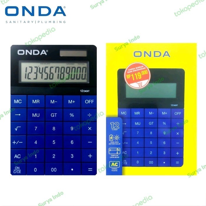 

Ready KALKULATOR 12 DIGIT ONDA LAYAR BESAR DUAL DAYA BATERAI / SOLAR