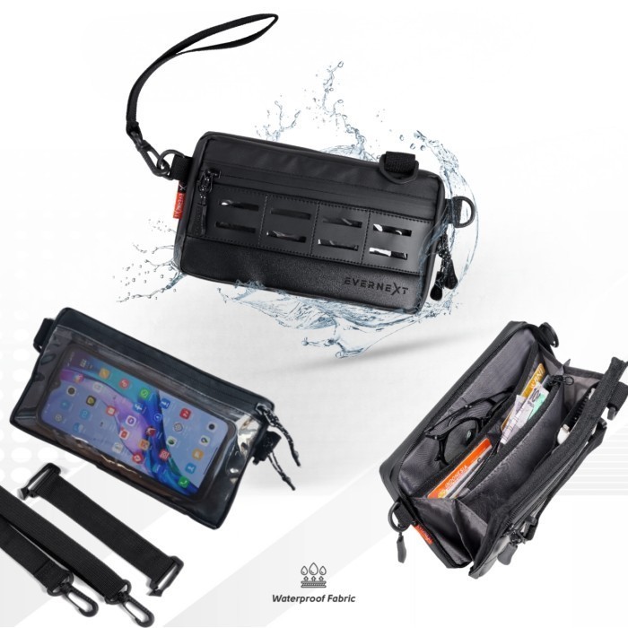 Tas Slempang Pria Handbag Dompet Hp Mini Hitam Transparan