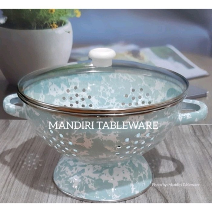 TEMPAT NASI / WAKUL JADUL / TUTUP KACA / ENAMEL / GAGANG STAINLESS