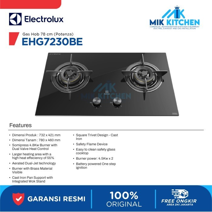 Jual! Electrolux Ehg7230Be Kompor Gas Tanam 2 Tungku Ultimatetaste 300