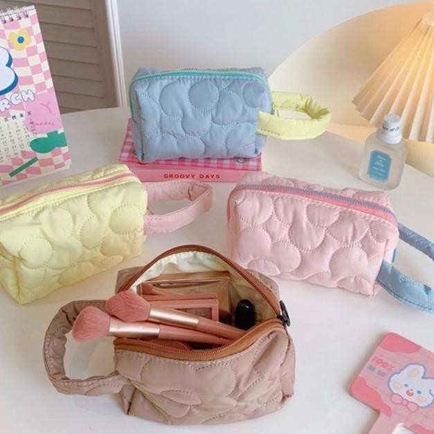 

u-45 KENSHO Kotak Pensil Sleting Motif Bunga Flower Handle Pastel / Pouch Makeup Aesthetic / Tas Aksesoris Wanita Lucu Import / Zipper / Flowers Hemat