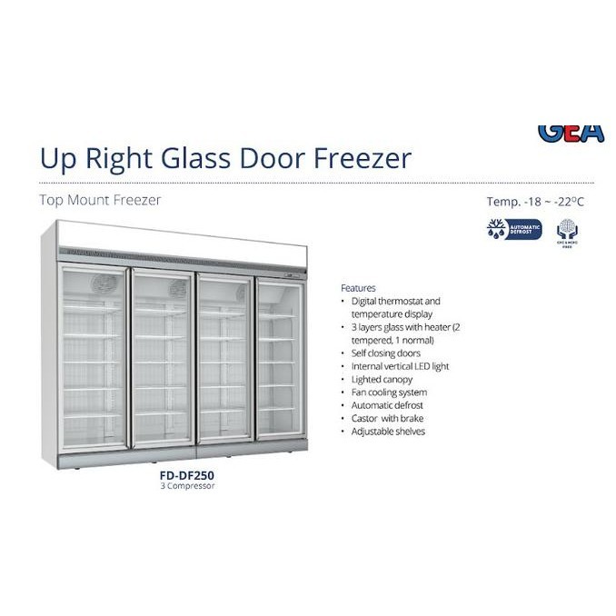 [Baru] Showcase Freezer 4 Pintu Gea Fd-Df250 / Upright Freezer Gea Fd Df250