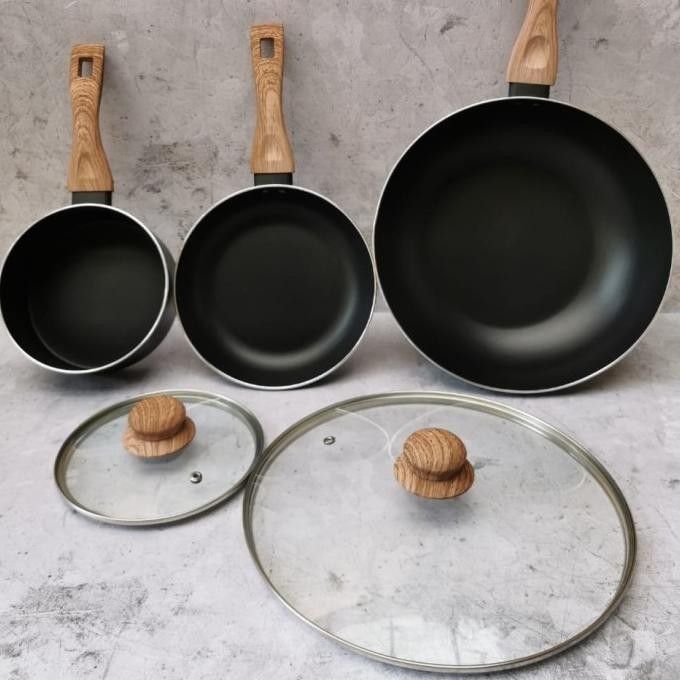 [Baru] Promo Swiden Black Luxury Black Pan, Panci Masak Set
