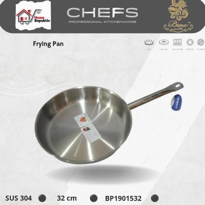 [New] Bima Chefs Bp1901532 Frypan 32Cm Sus304 Fry Pan Wajan Wok Induksi