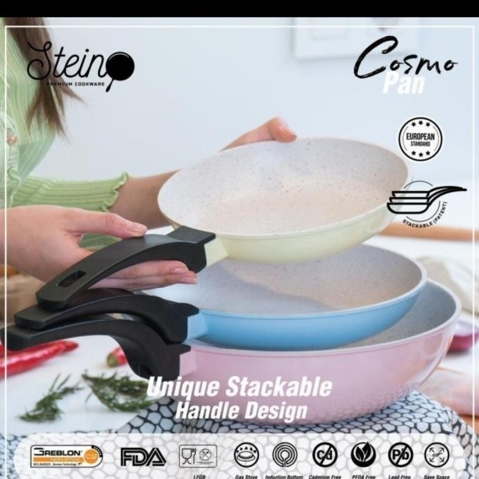 [Baru] Stein Steincookware Cosmo Pan Stackable /Floating Pan Set Of 3Pcs