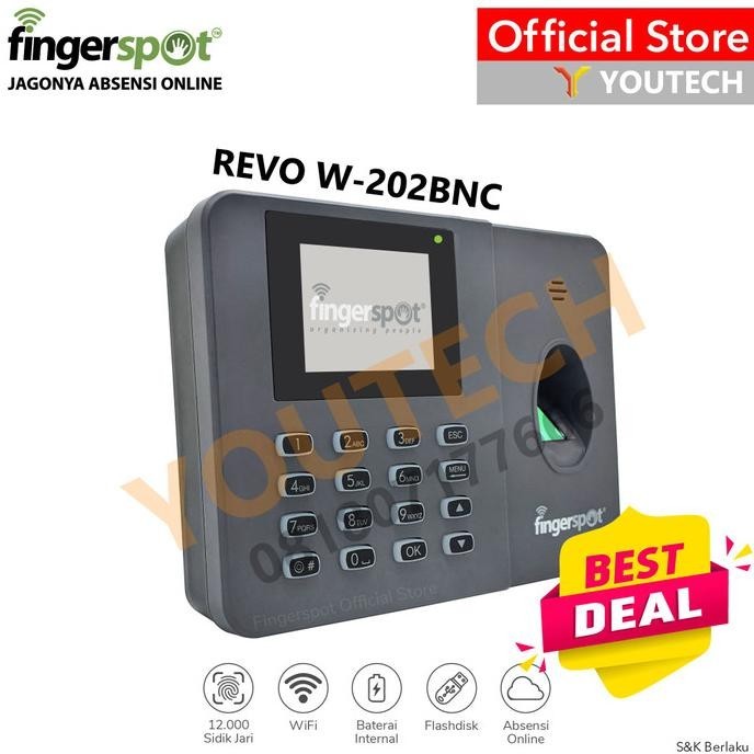 [Ready Stock] Fingerspot Revo W-202Bnc Mesin Absen Sidik Jari Wifi