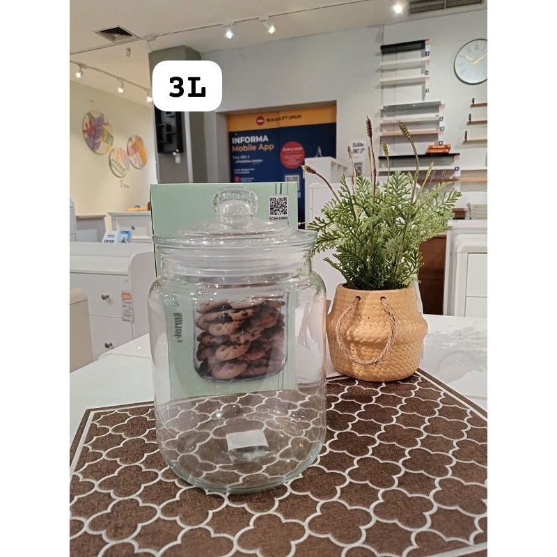 Informa 3ltr Lily stoples kaca/Toples kerupuk informa/Toples kue informa