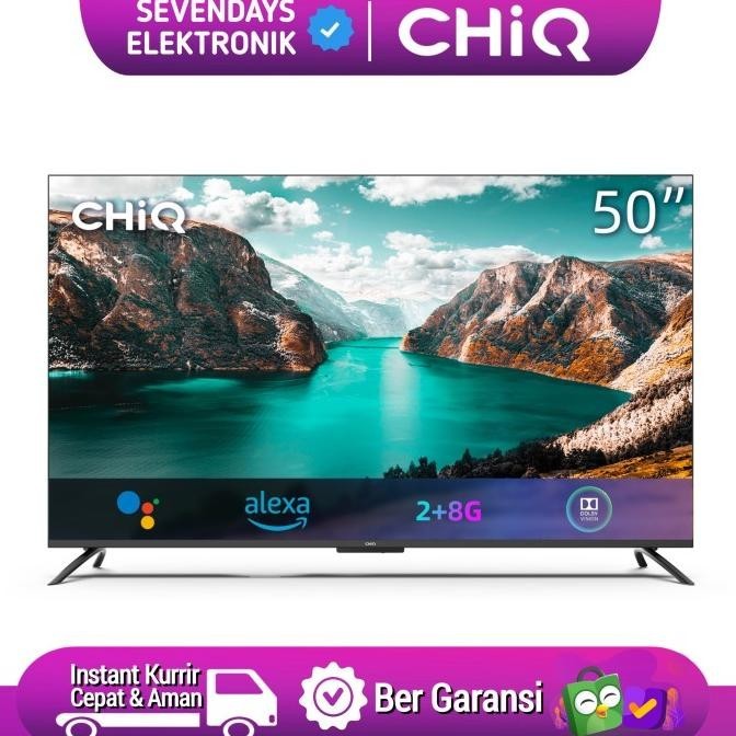 [Ready] Led Tv 50 Inch Chiq U50G7Pf 4K Uhd Smart Android Tv Frameles