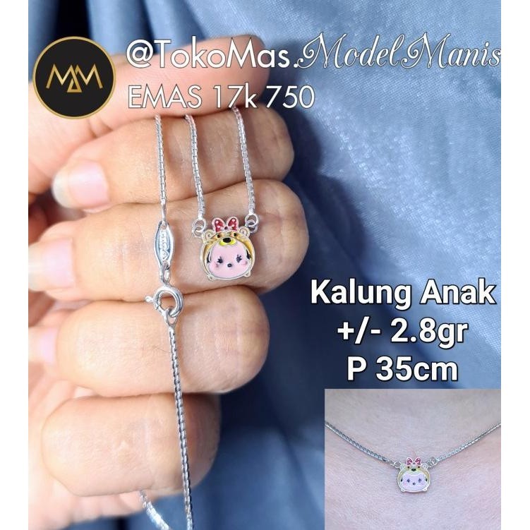 [Promo] Kalung Anak Disney Tsum Tsum Santa Italy Emas Putih 750 Kadar 17K