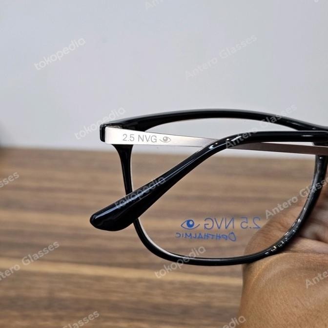 [Promo] Frame Kacamata Pria Wanita Kotak Nvg 317 Hitam Rosegold Original