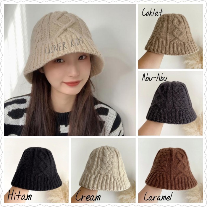 Termurah Topi Kupluk Rajut Wool Winter Pompom Tebal Korea T Wanita