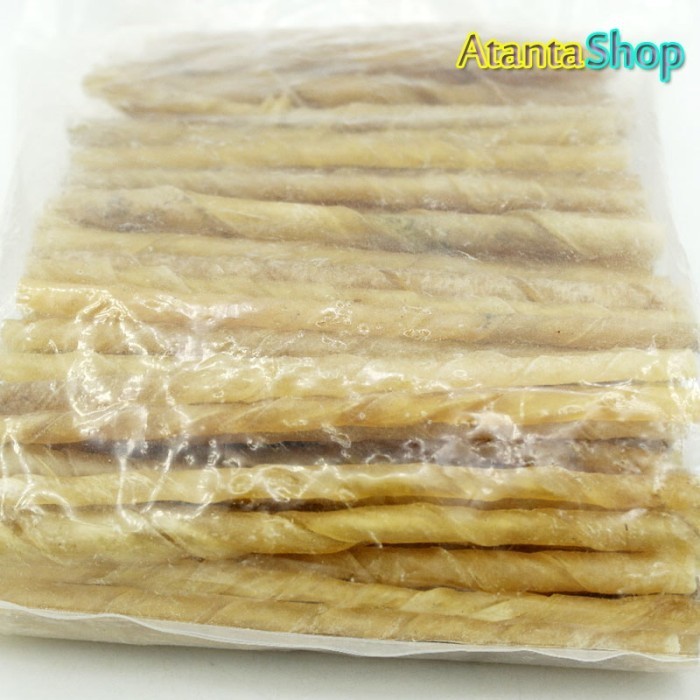 Tulang Kulit 100 Pcs Twist Stick 13Cm Rasa Natural Cemilan Anjing